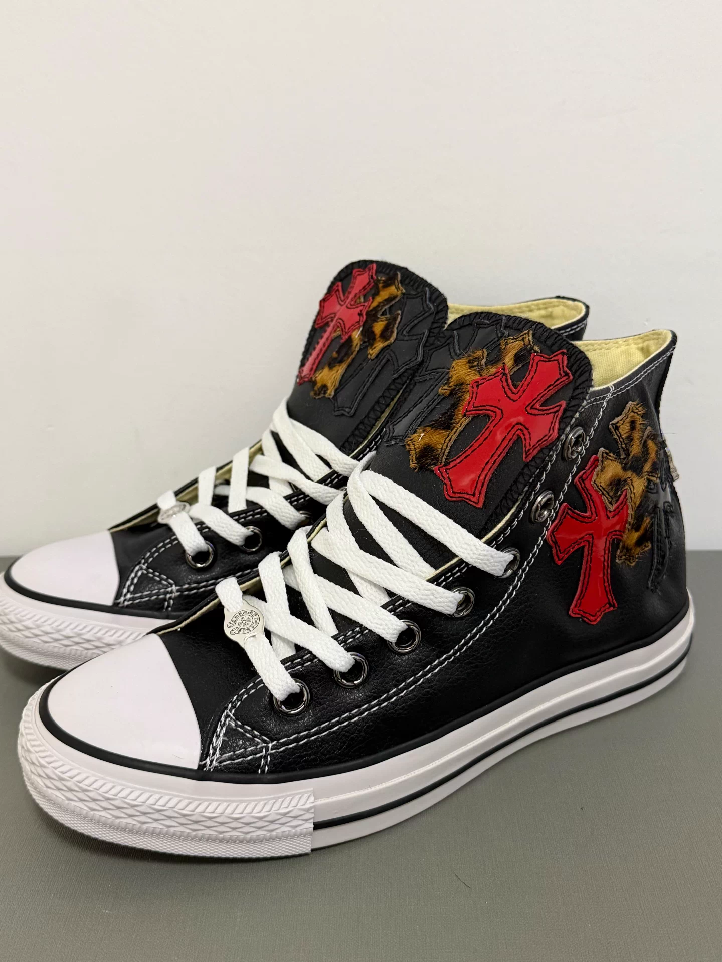 Chrome Hearts Converse remake custom leopard print black and red patent leather Converse - Image 2