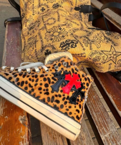 Xiaohao's Chrome Hearts leopard print Converse remake custom style