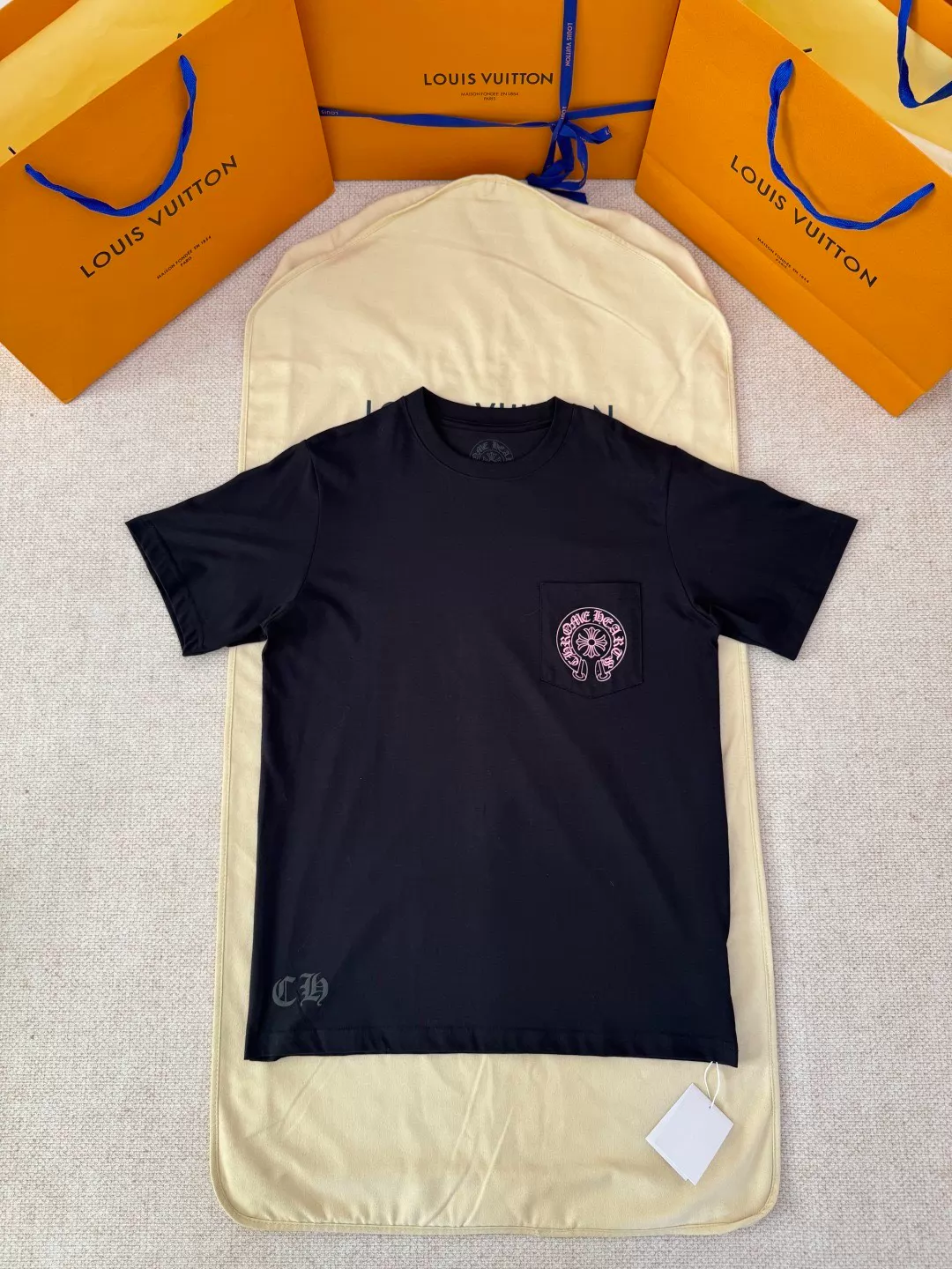 Chrome Hearts Chengdu limited pink Sanskrit horseshoe print short sleeves