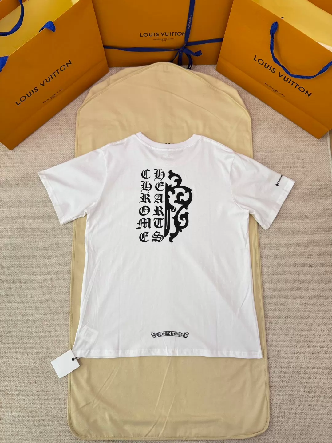 Chrome Hearts Sanskrit sword printed short sleeves