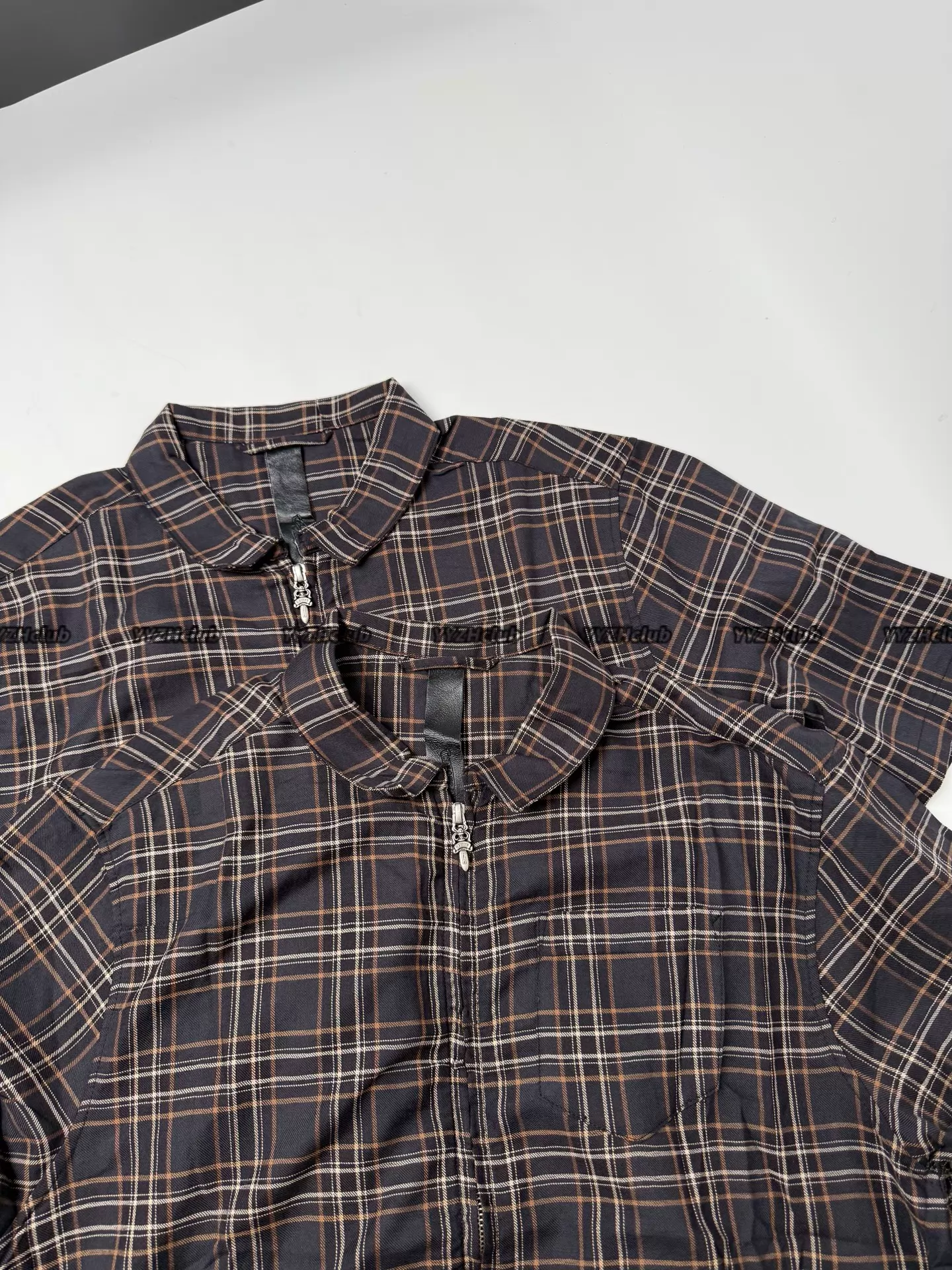 Alternative view of Chrome Hearts yarn-dyed plaid double-zip sword-style shirt/t-shirt