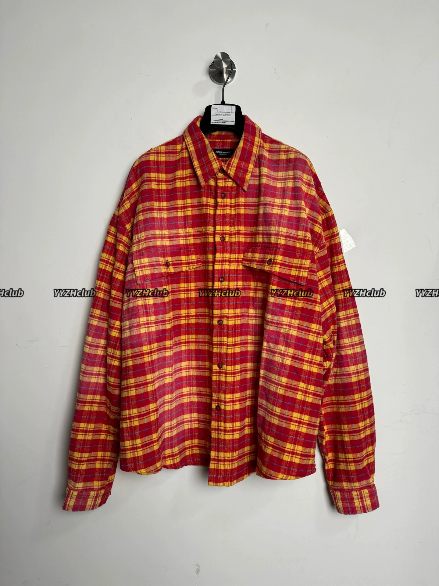 Far archive Ss24 Far red and yellow flannel plaid shirt jacket, tomato and egg shirt