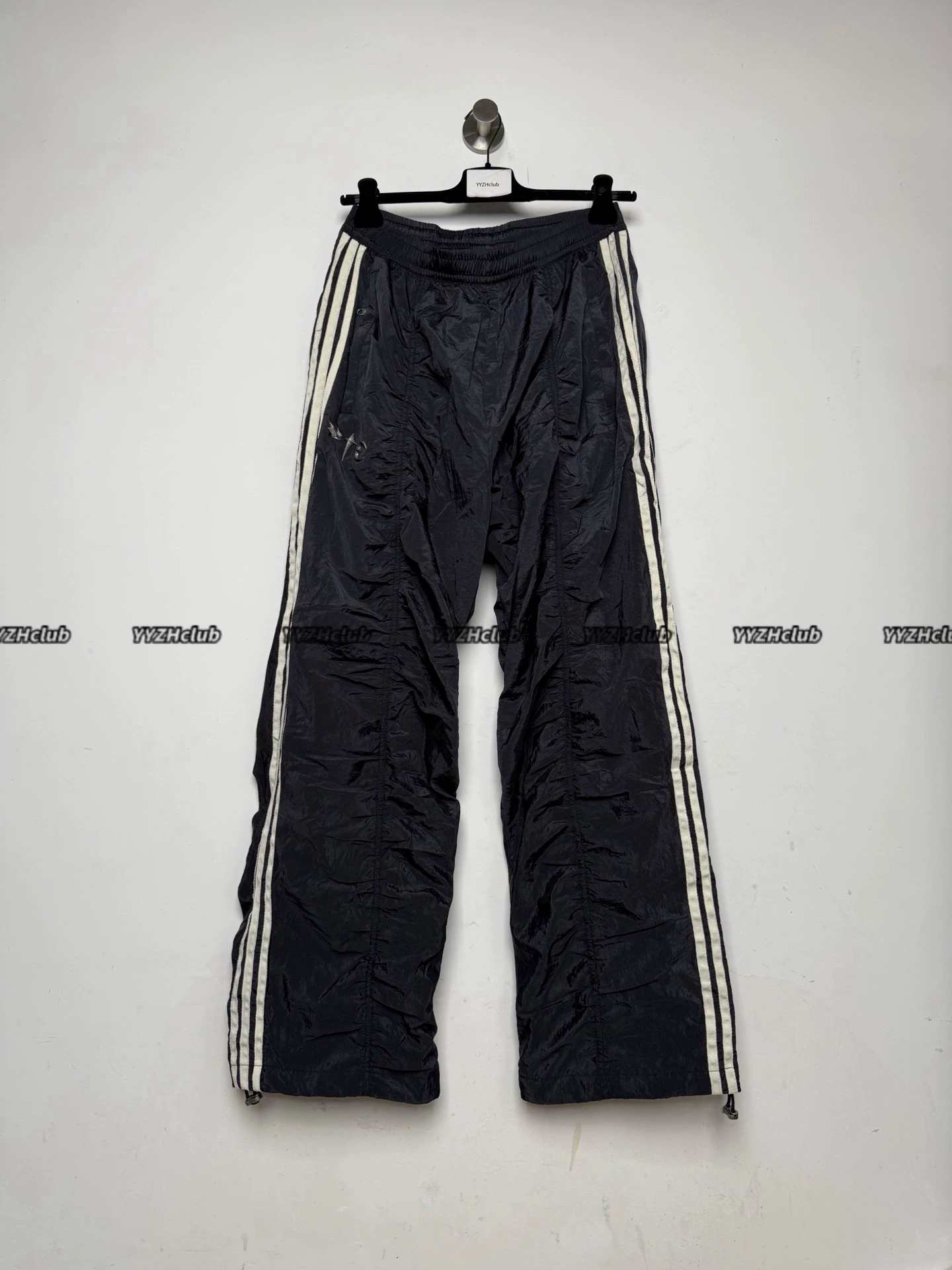Thug Club x Tracktop Three-Stripe Windbreaker Pants, Nylon Woven Pleated Pants
