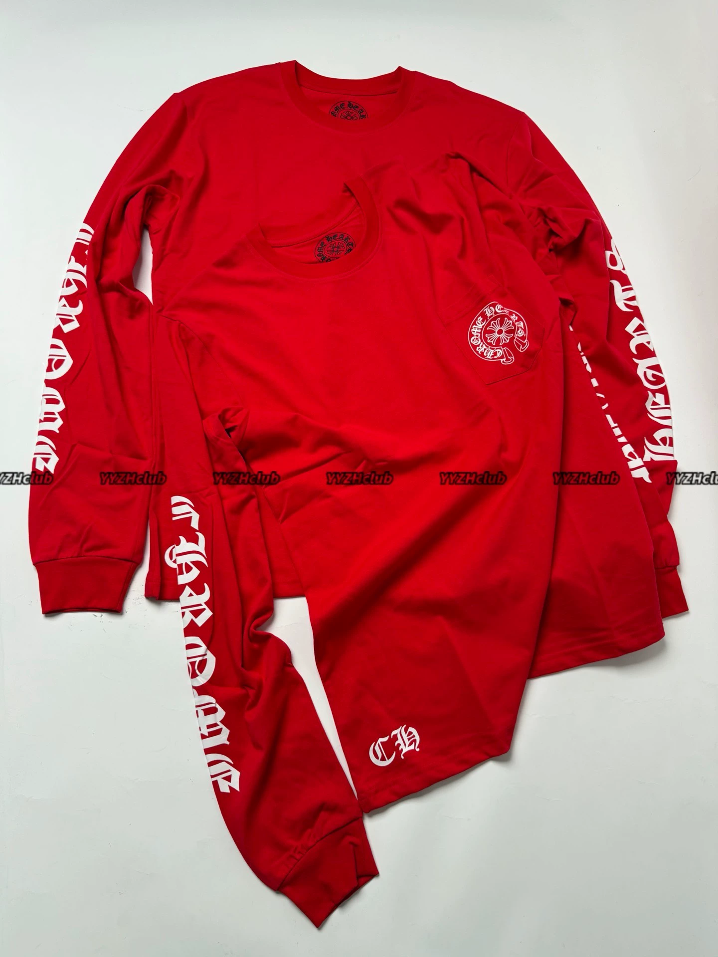 Chrome Hearts 25ss Red Horseshoe Pocket Kirin Arm Long Sleeve with Scroll Print