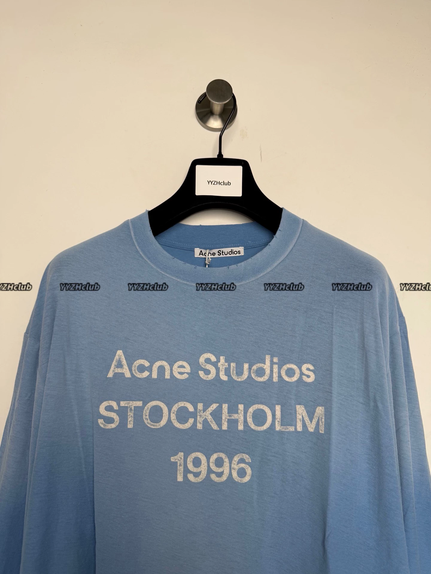 Alternative view of Acne SS26 1996 Collection Glacier Blue, Sky Blue, Light Blue Linen Blend Printed Long-Sleeve T-Shirt