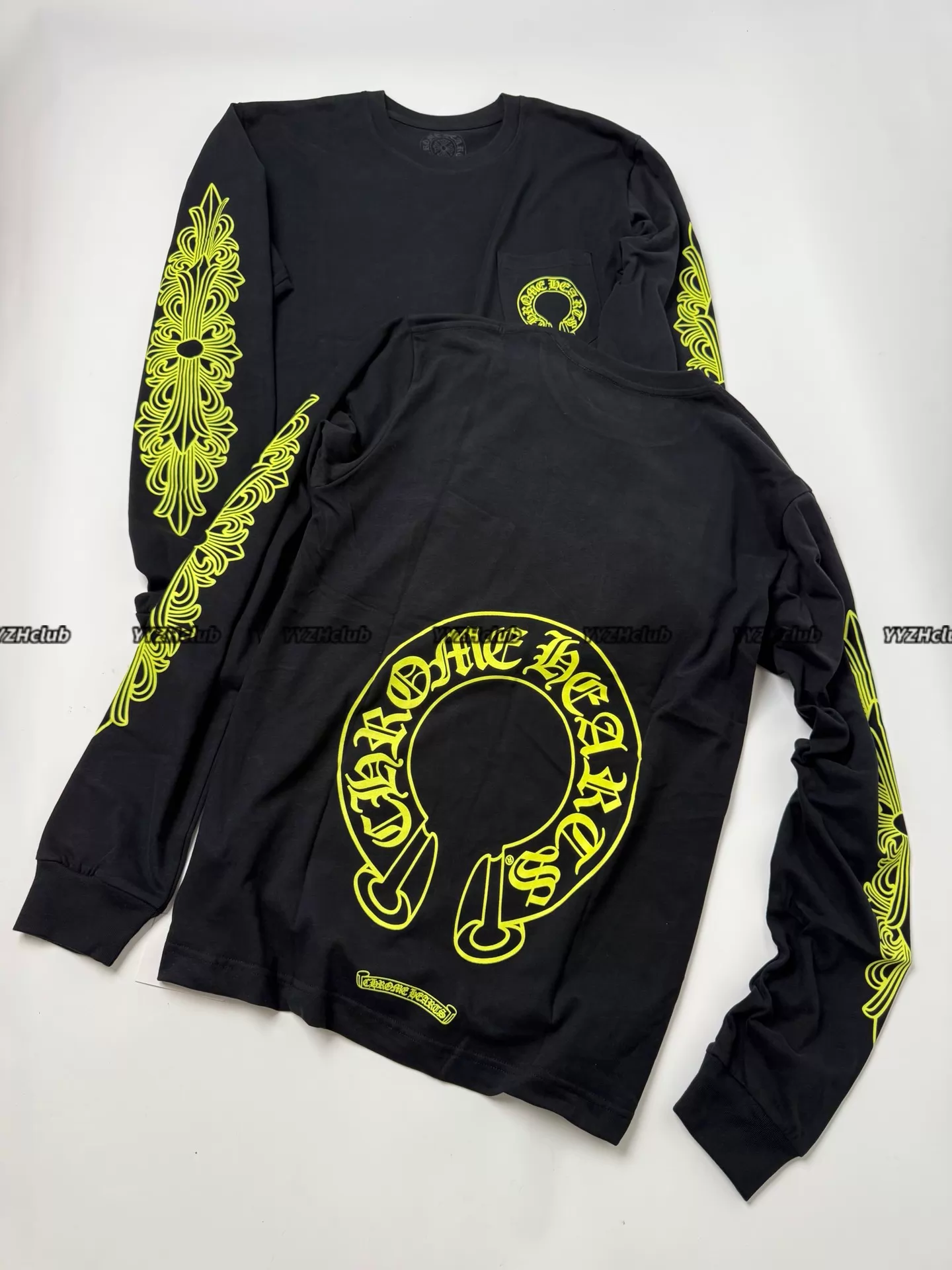 Alternative view of Chrome Hearts 2026 New Fluorescent Yellow Kirin Arm Sleeve with Horseshoe Print Long Sleeve