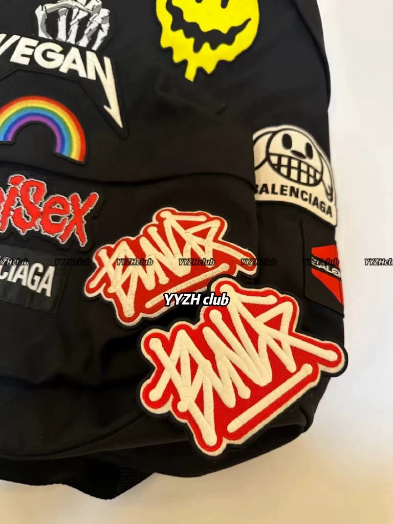Alternative view of Ba 21ss Runway Collection Oversized Series Embroidered Patchwork, Graffiti Gamer, Scissor Hand, Parody Backpack