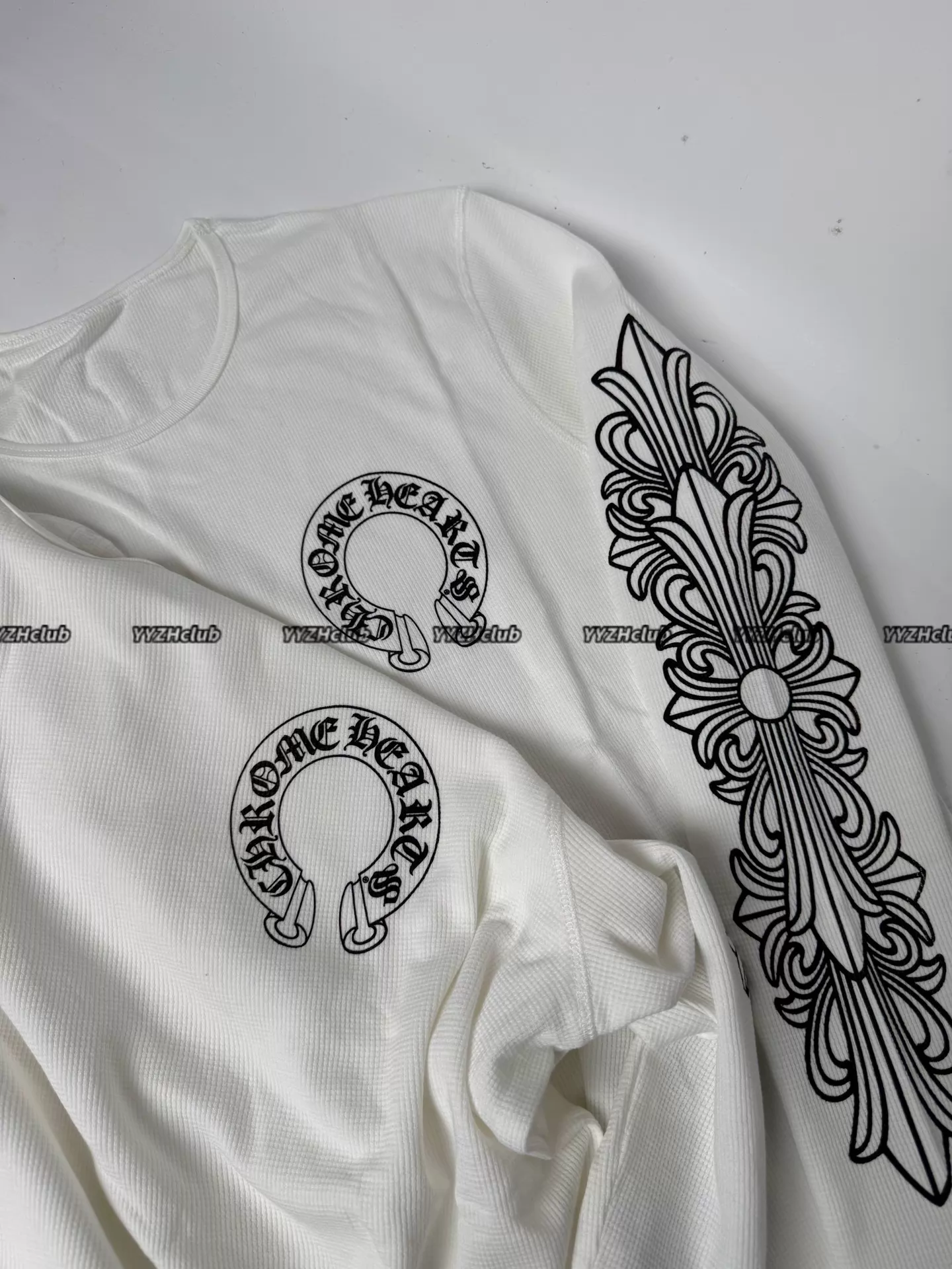 Alternative view of Chrome Hearts Ss/25 New Style Horseshoe Print White Thin Waffle Long-Sleeve
