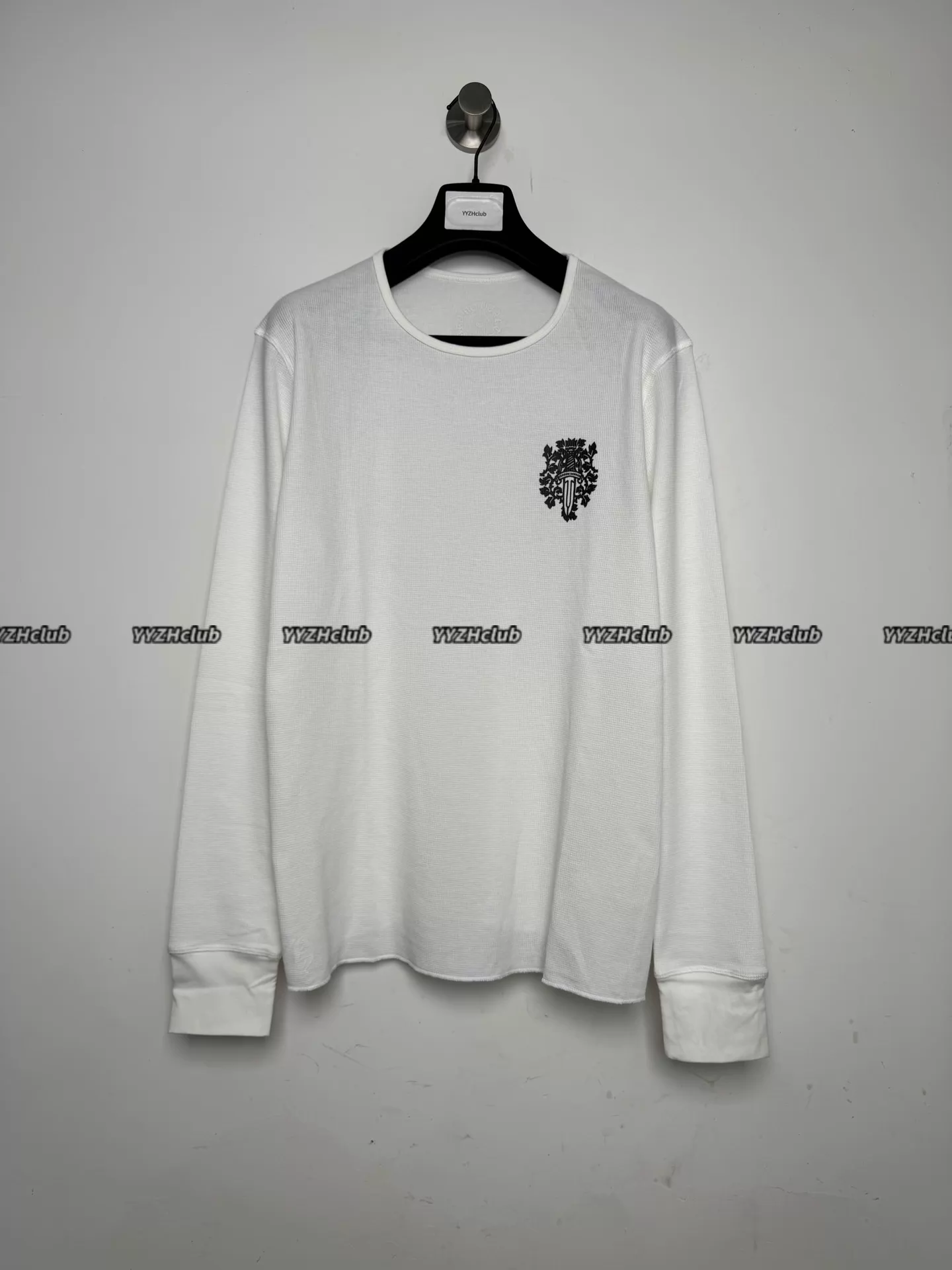 Chrome Hearts Ss25 New Arrival White Thin Waffle Knit Long-Sleeve Pants with Sword and Vine Print